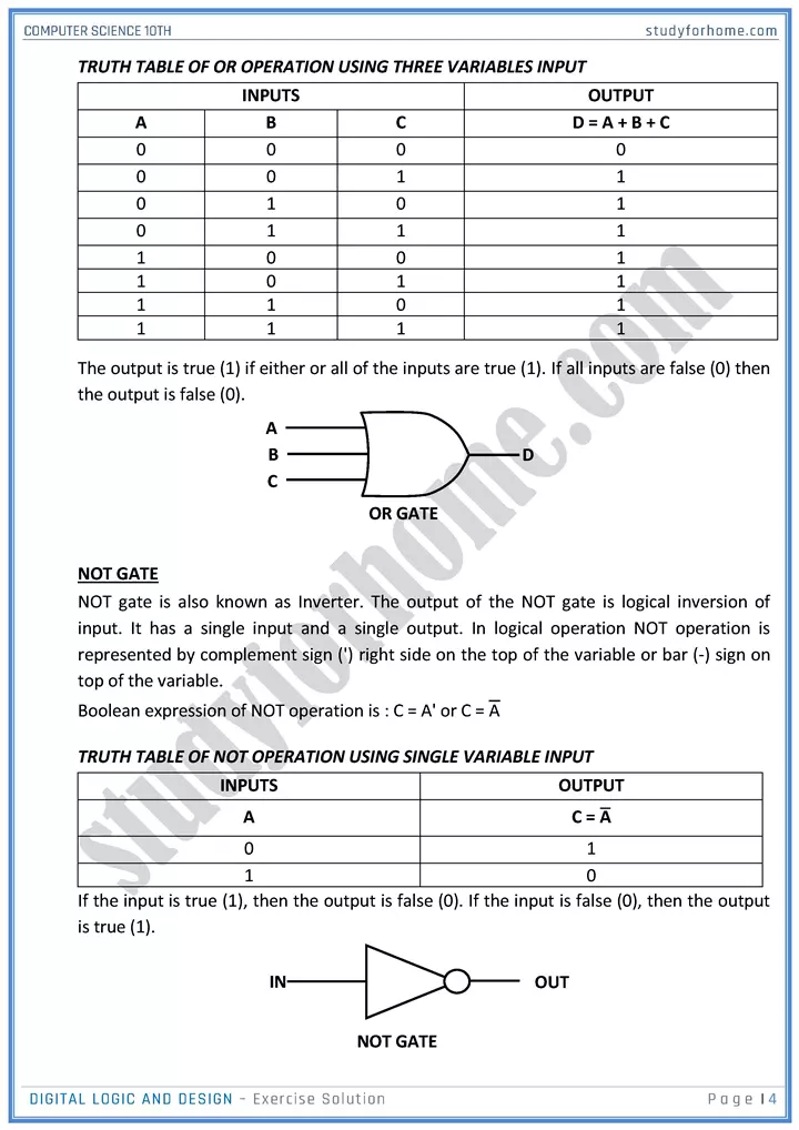 digital logic and design solution of book exercise computer science class 10th 04