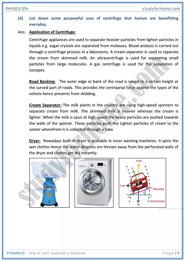 dynamics end of unit questions solution physics class 9th 15