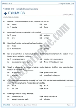 dynamics-multiple-choice-questions-physics-class-9th