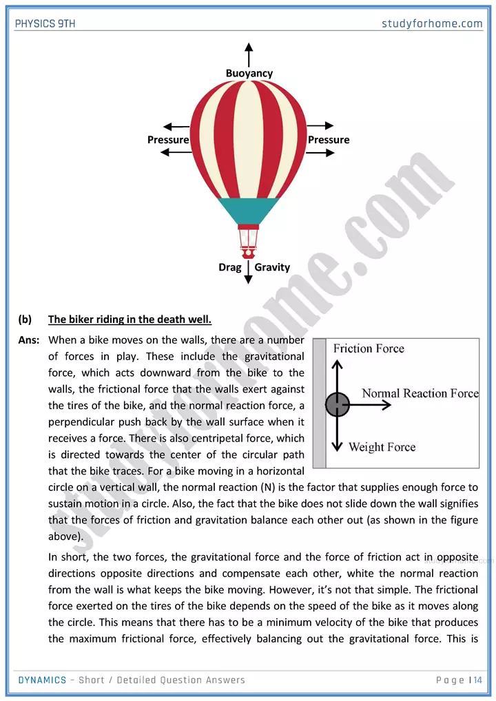 dynamics short and detailed answer questions physics class 9th 14