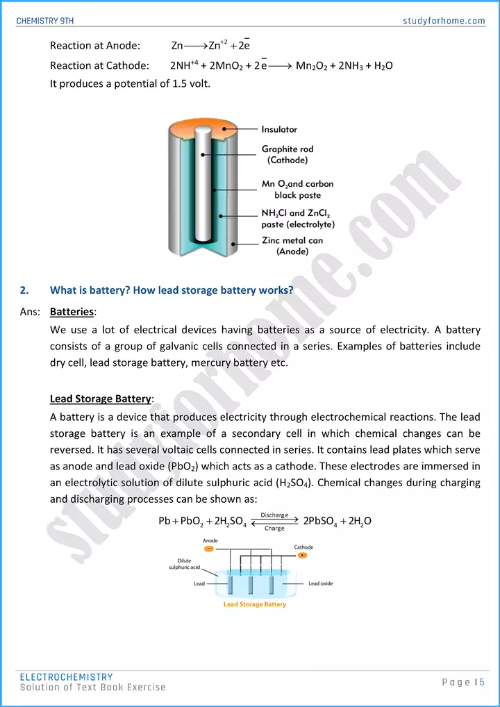 electrochemistry solution of text book exercise chemistry class 9th 05