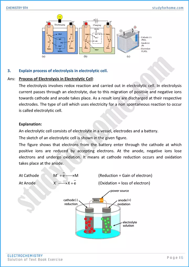 electrochemistry solution of text book exercise chemistry class 9th 06