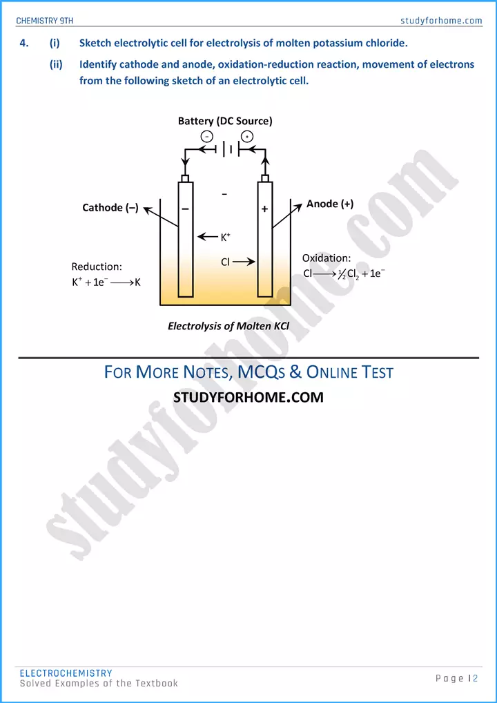 electrochemistry solved examples of the textbook chemistry class 9th 02