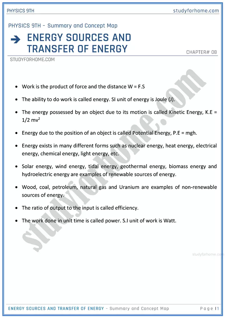 energy-sources-and-transfer-of-energy-chapter-summary-and-concept-map-physics-class-9th