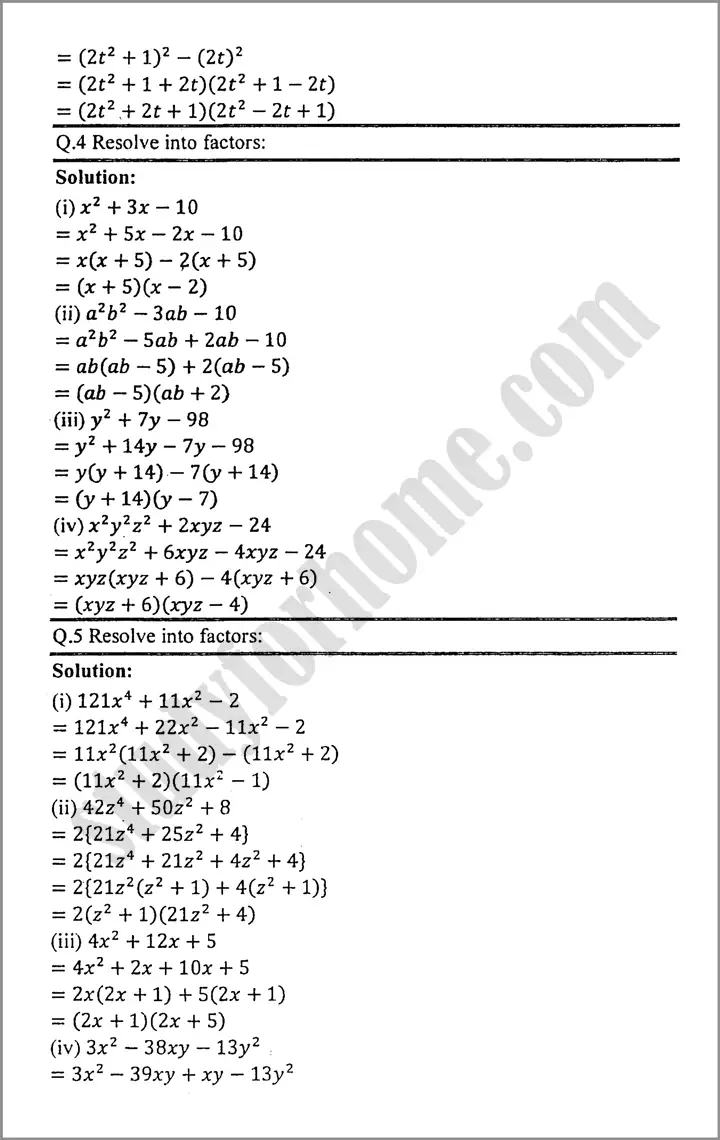 factorization exercise 4 2 mathematics class 9th 03