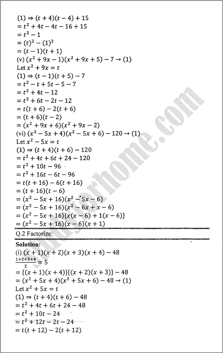 factorization exercise 4 3 mathematics class 9th 02