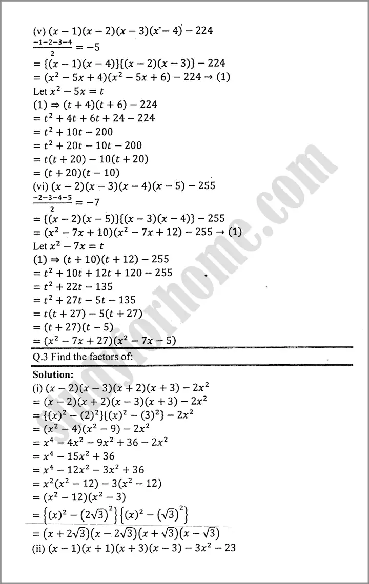 factorization exercise 4 3 mathematics class 9th 04