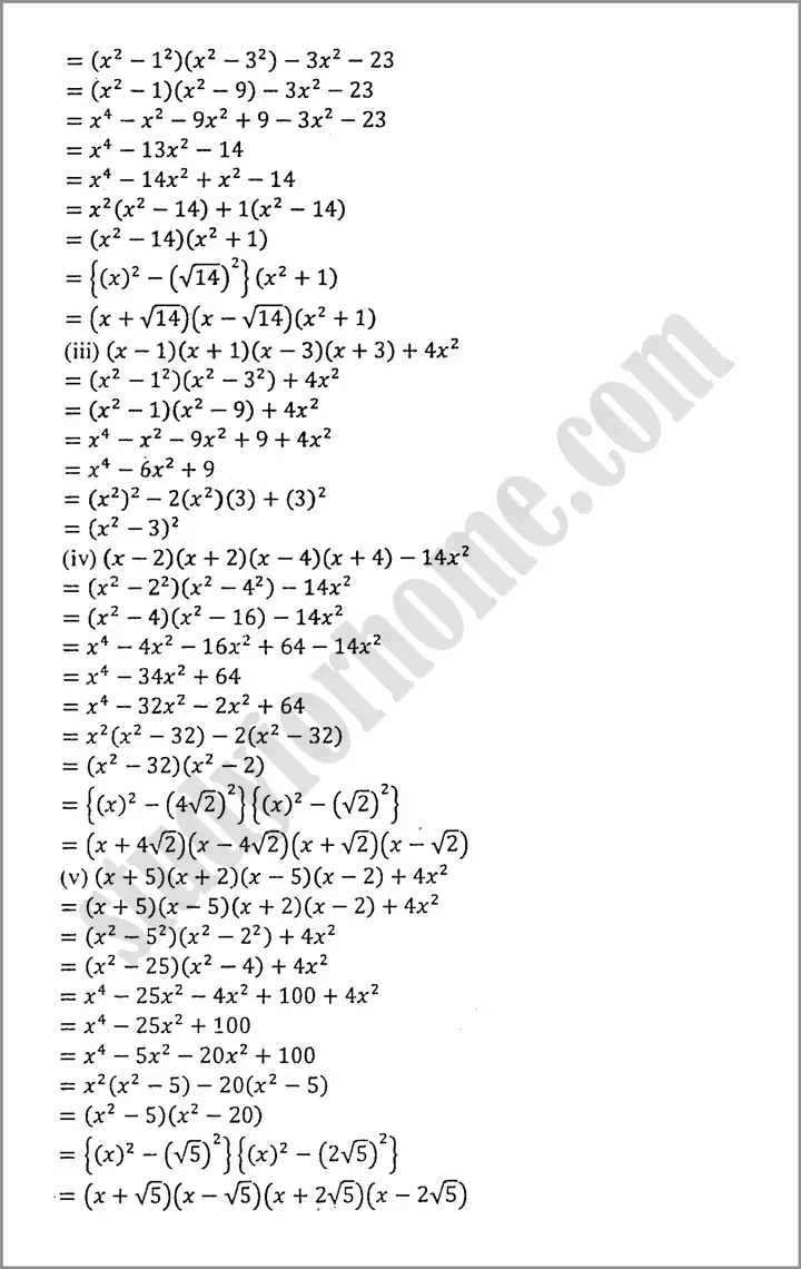 factorization exercise 4 3 mathematics class 9th 05