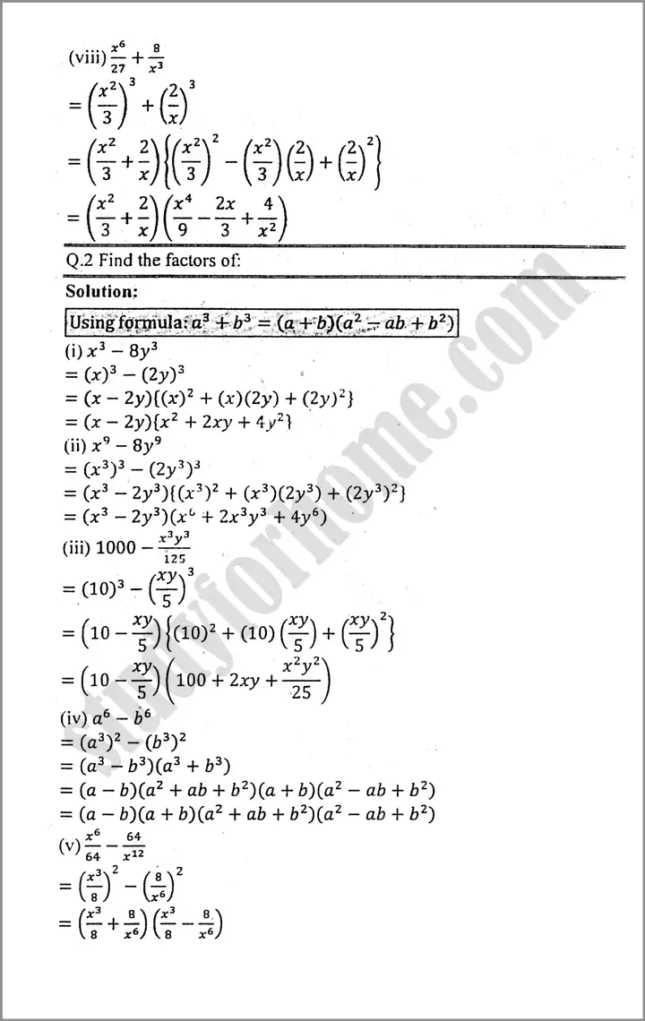 factorization exercise 4 5 mathematics class 9th 02