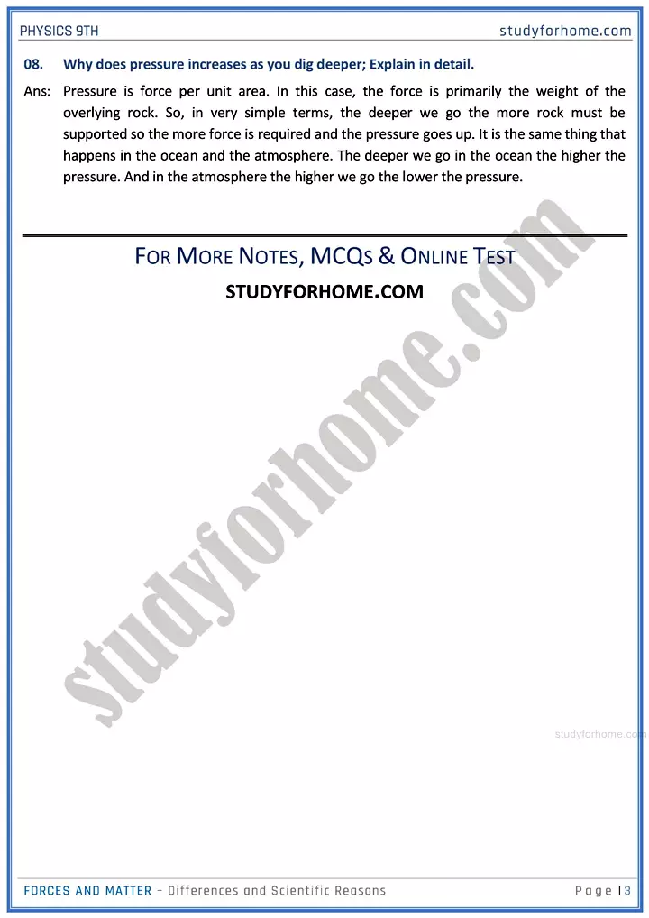 forces and matter differences and scientific reasons physics class 9th 03