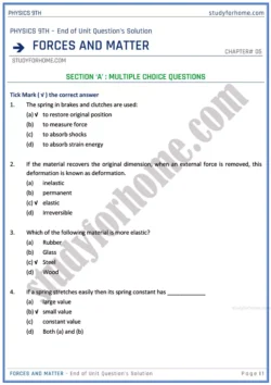 forces-and-matter-end-of-unit-questions-solution-physics-class-9th