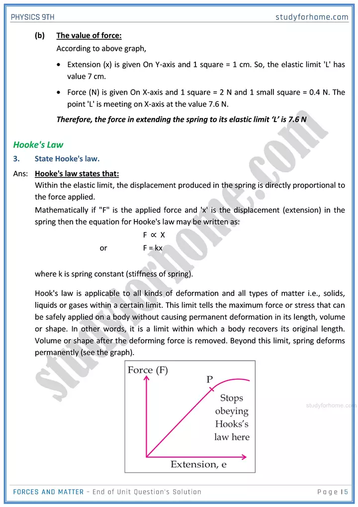 forces and matter end of unit questions solution physics class 9th 05