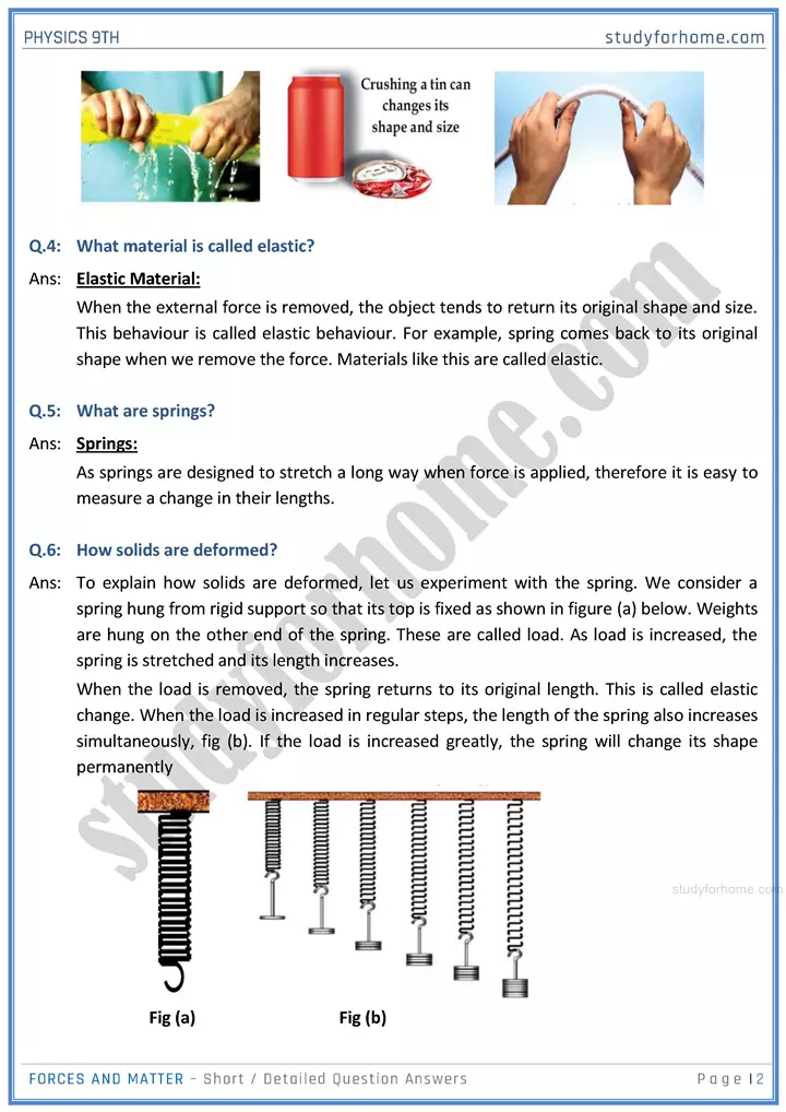 forces and matter short and detailed answer questions physics class 9th 02