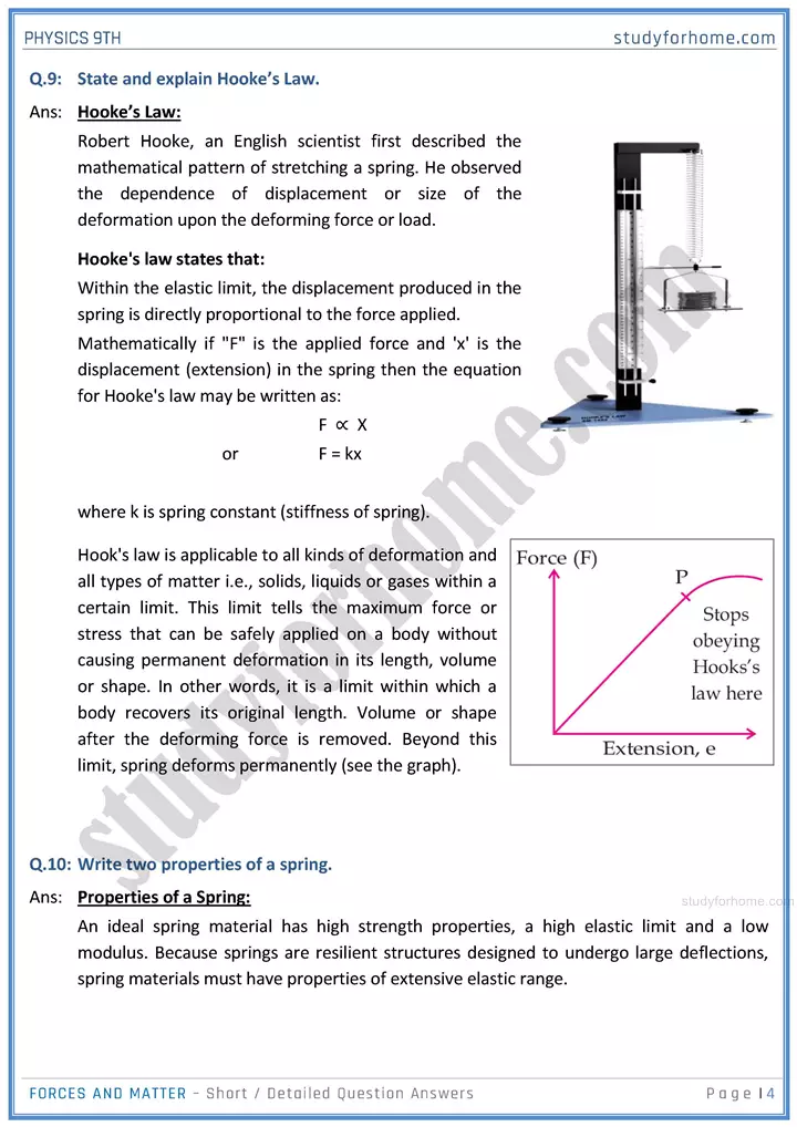 forces and matter short and detailed answer questions physics class 9th 04