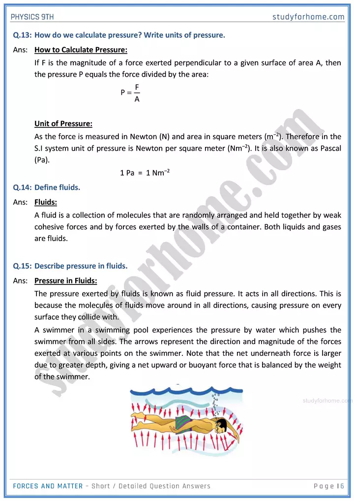 forces and matter short and detailed answer questions physics class 9th 06