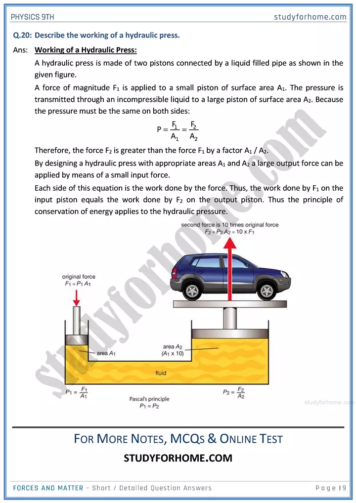 forces and matter short and detailed answer questions physics class 9th 09