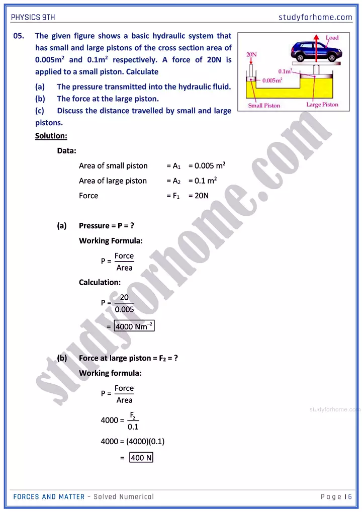 forces and matter solved numerical physics class 9th 06