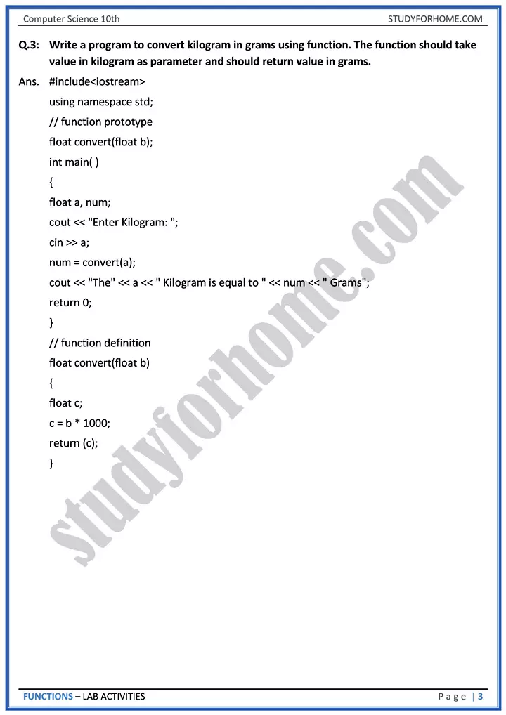 functions lab activities computer science class 10th 03