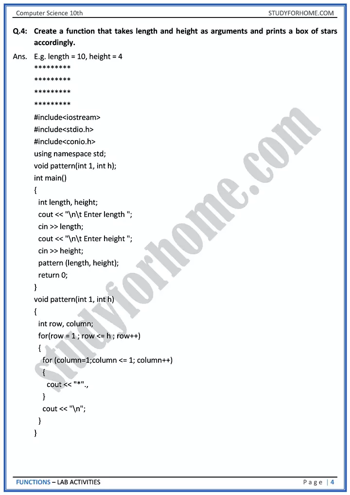 functions lab activities computer science class 10th 04