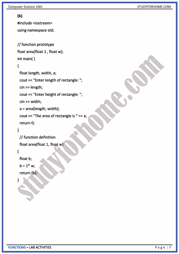 functions lab activities computer science class 10th 07