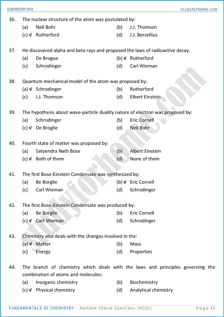 fundamentals of chemistry multiple choice questions chemistry class 9th 05