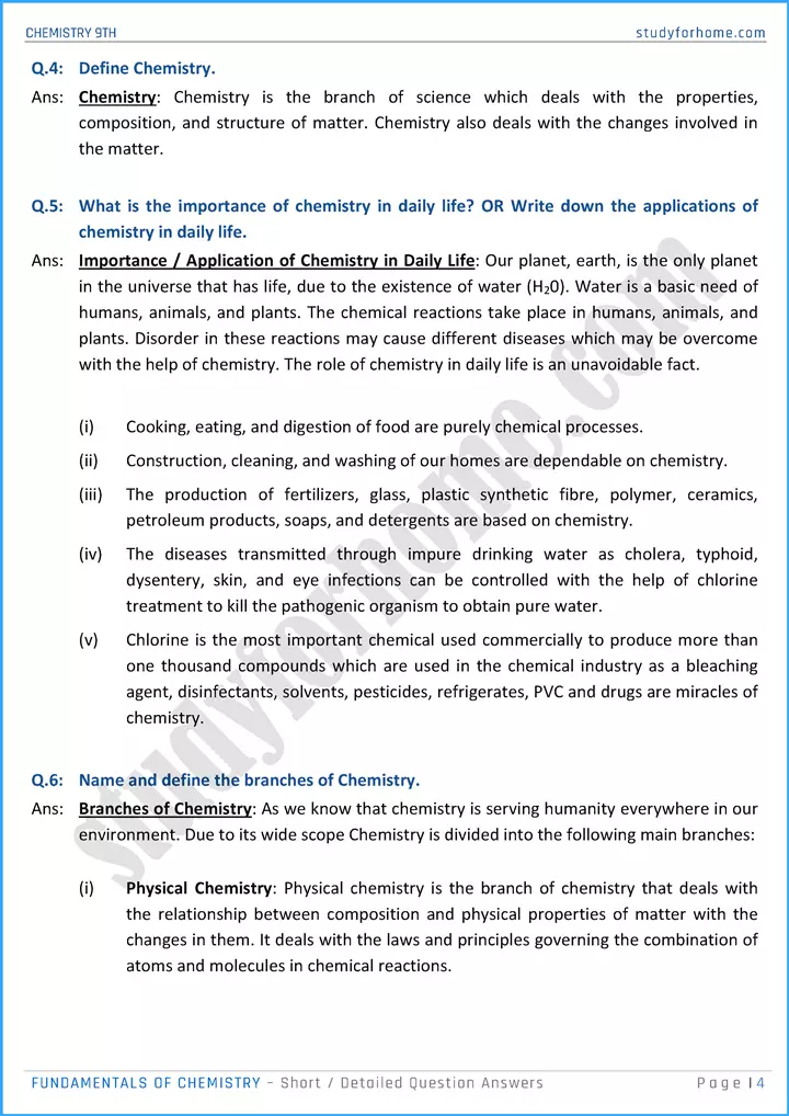 fundamentals of chemistry short and detailed question answers chemistry class 9th 04