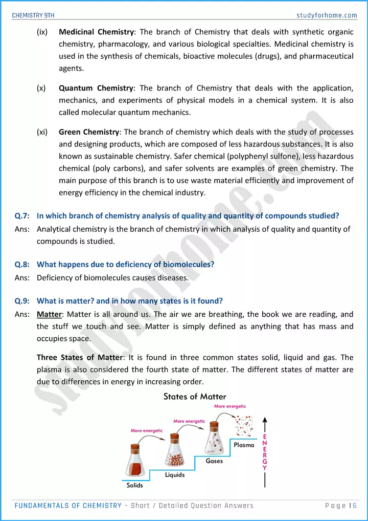 fundamentals of chemistry short and detailed question answers chemistry class 9th 06