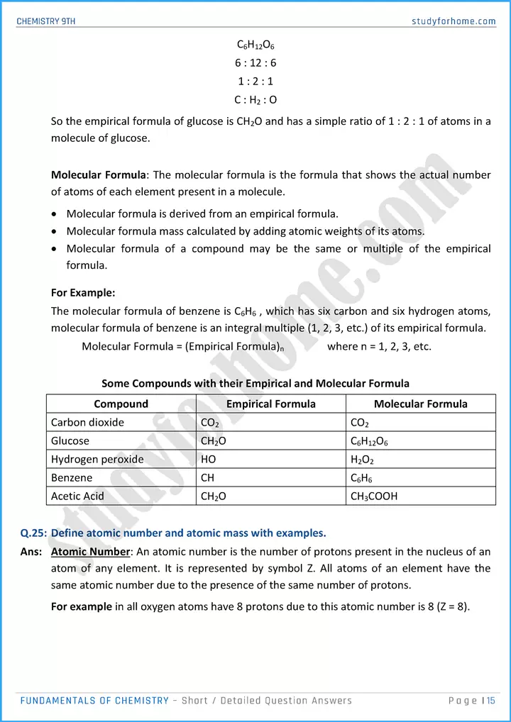 fundamentals of chemistry short and detailed question answers chemistry class 9th 15