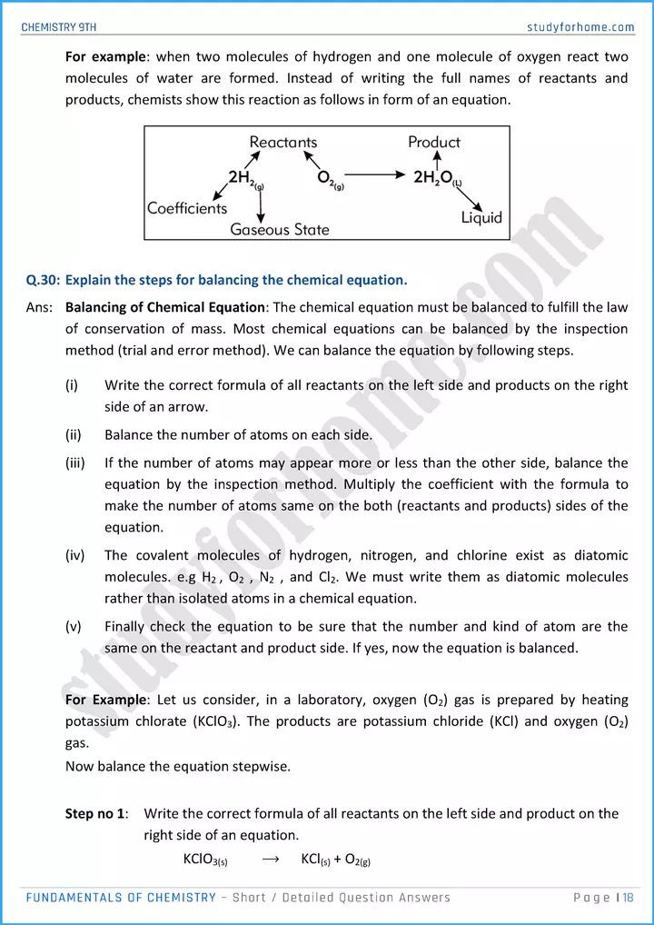 fundamentals of chemistry short and detailed question answers chemistry class 9th 18