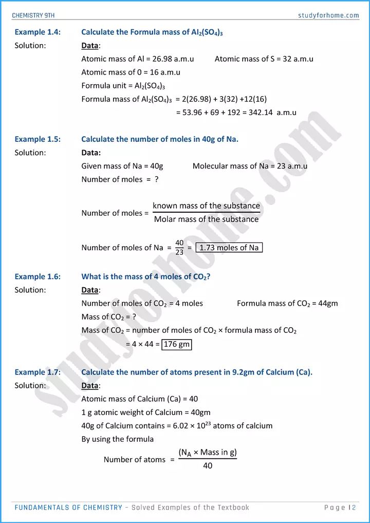 fundamentals of chemistry solved examples of the textbook chemistry class 9th 02