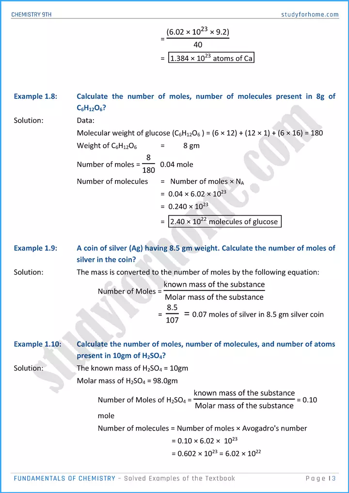 fundamentals of chemistry solved examples of the textbook chemistry class 9th 03