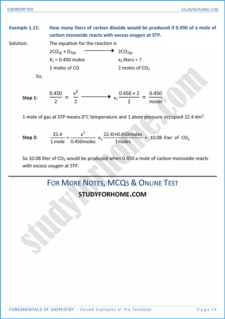 fundamentals of chemistry solved examples of the textbook chemistry class 9th 04