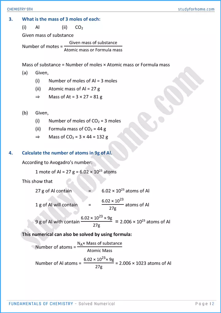 fundamentals of chemistry solved numerical chemistry class 9th 02