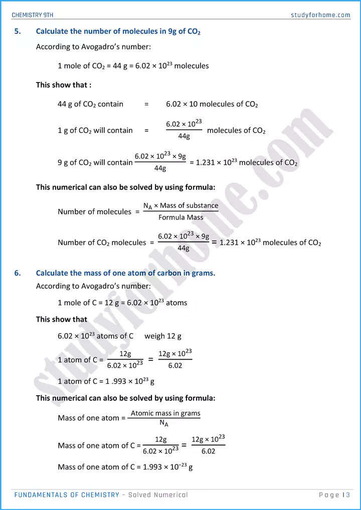 fundamentals of chemistry solved numerical chemistry class 9th 03