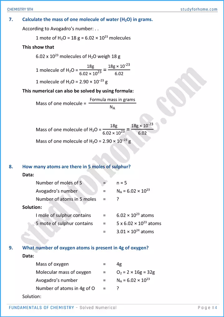 fundamentals of chemistry solved numerical chemistry class 9th 04