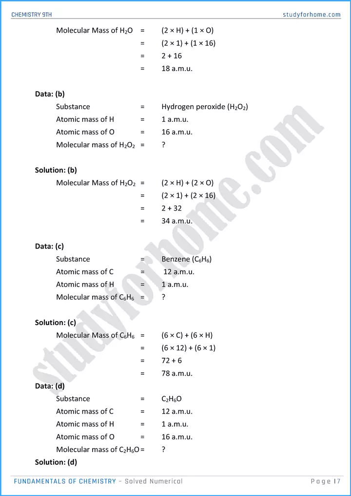 fundamentals of chemistry solved numerical chemistry class 9th 07