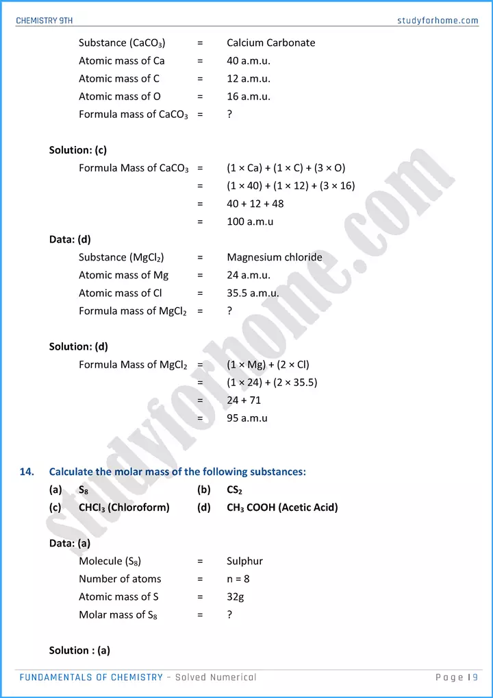 fundamentals of chemistry solved numerical chemistry class 9th 09