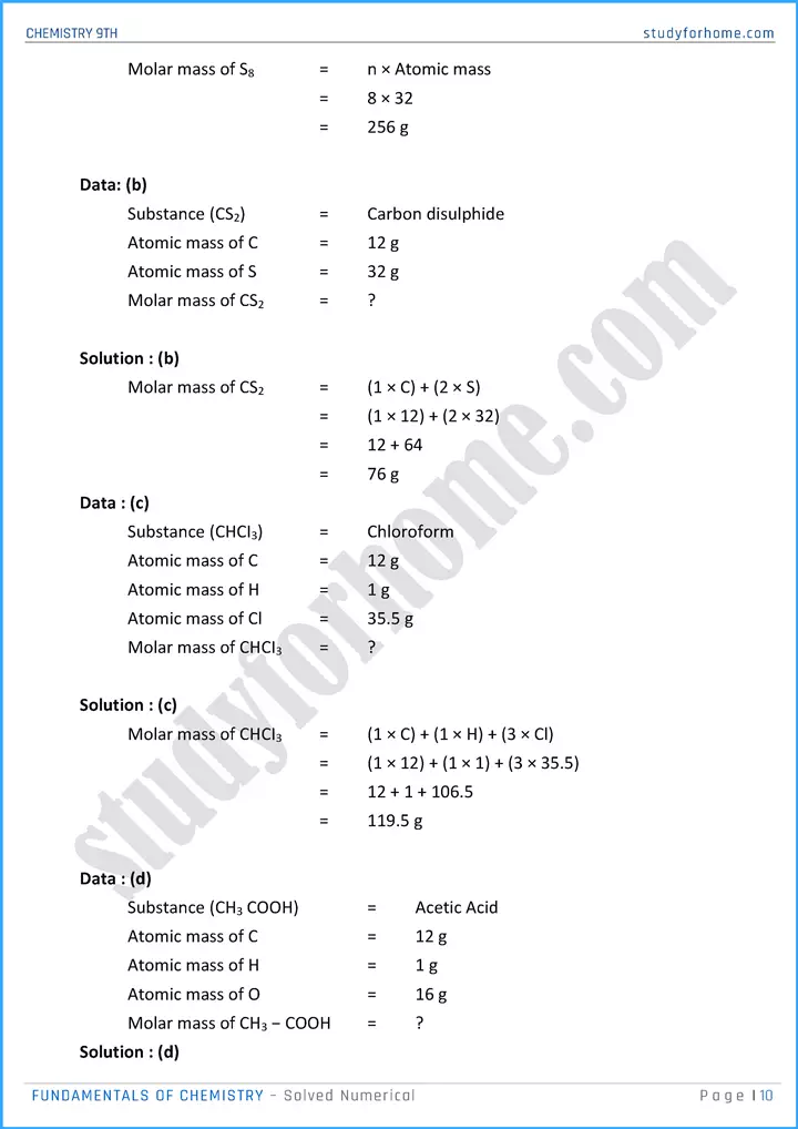 fundamentals of chemistry solved numerical chemistry class 9th 10