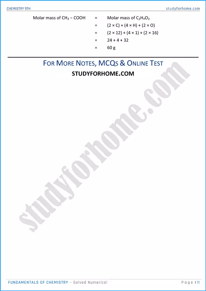 fundamentals of chemistry solved numerical chemistry class 9th 11