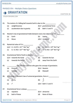 gravitation-multiple-choice-questions-physics-class-9th