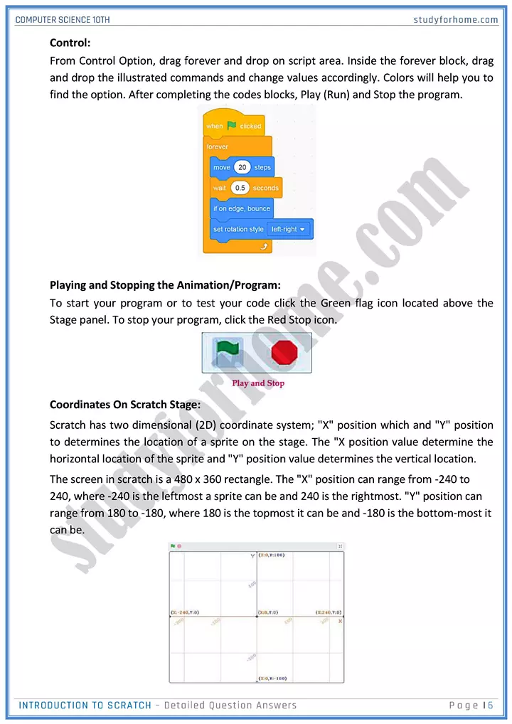 introduction to scratch detailed question answers computer science class 10th 06