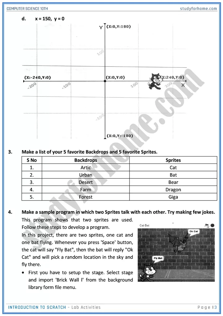 introduction to scratch lab activities computer science class 10th 03