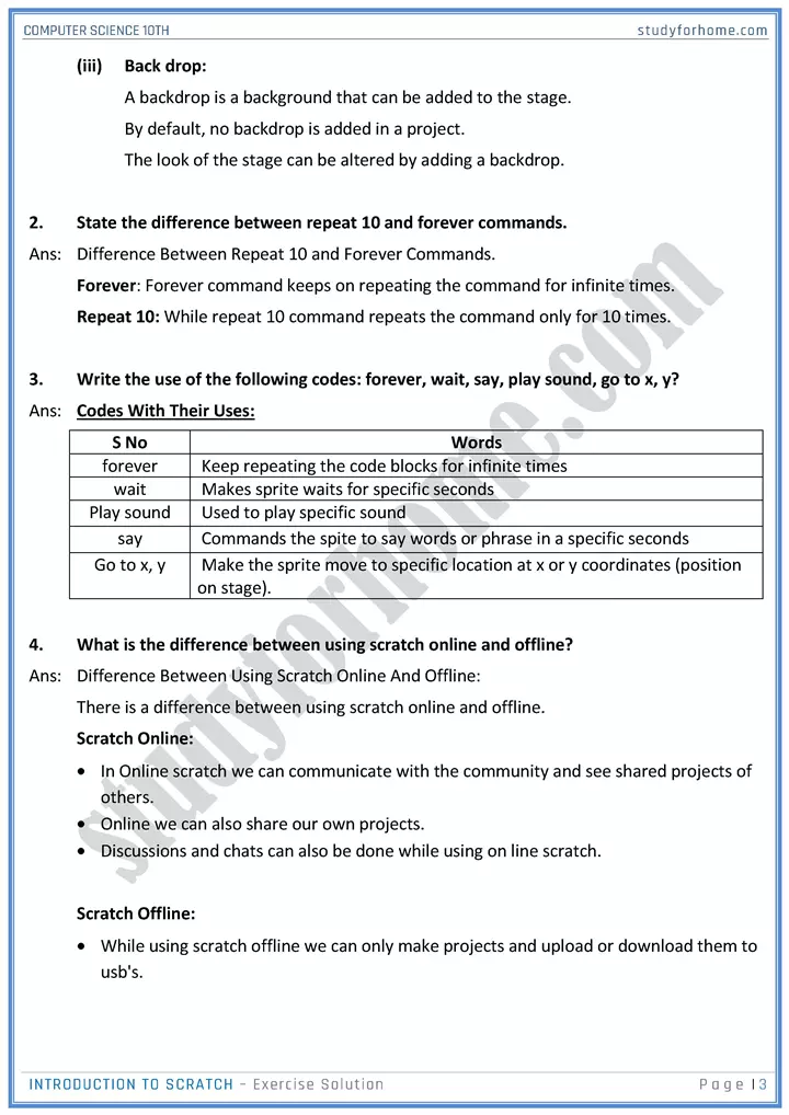 introduction to scratch solution of book exercise computer science class 10th 03