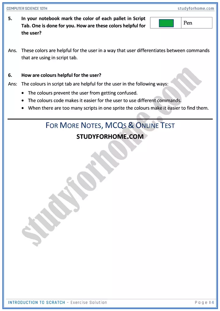 introduction to scratch solution of book exercise computer science class 10th 04