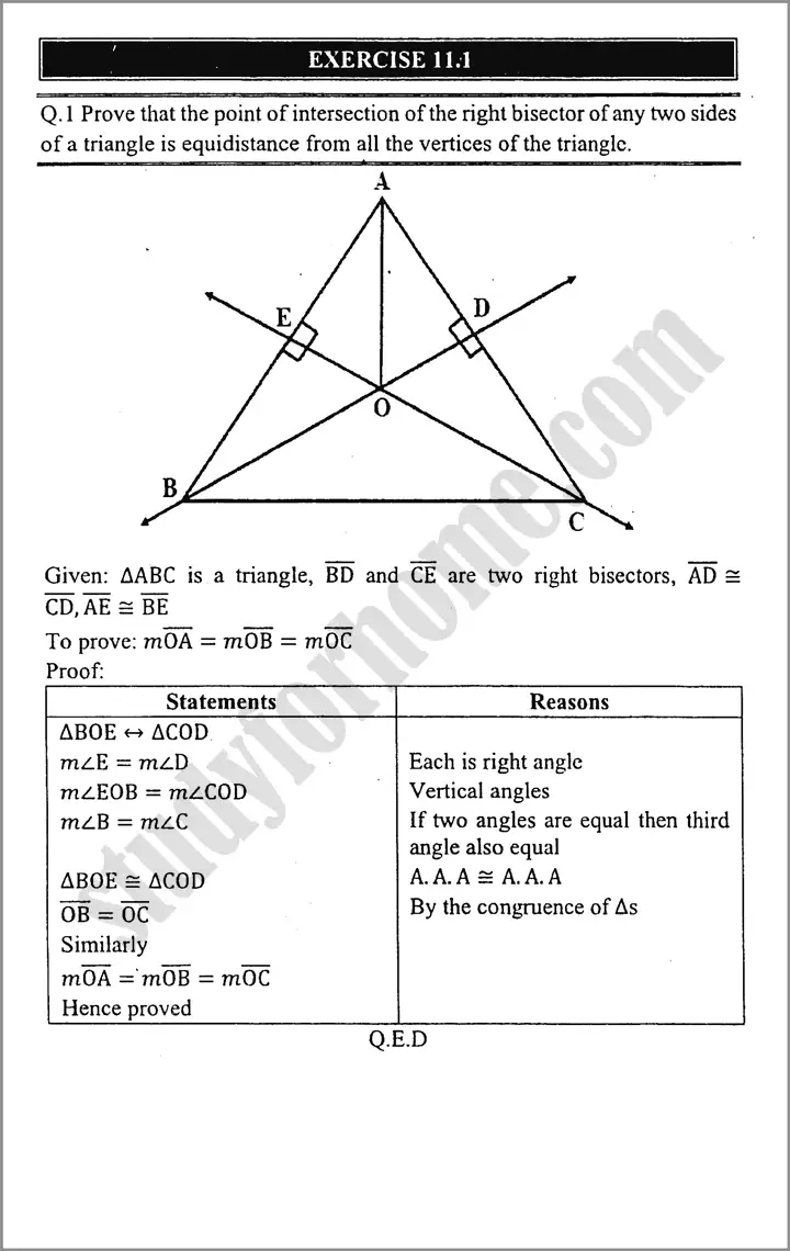 line bisectors and angles bisectors exercise 11 1 mathematics class 9th 07