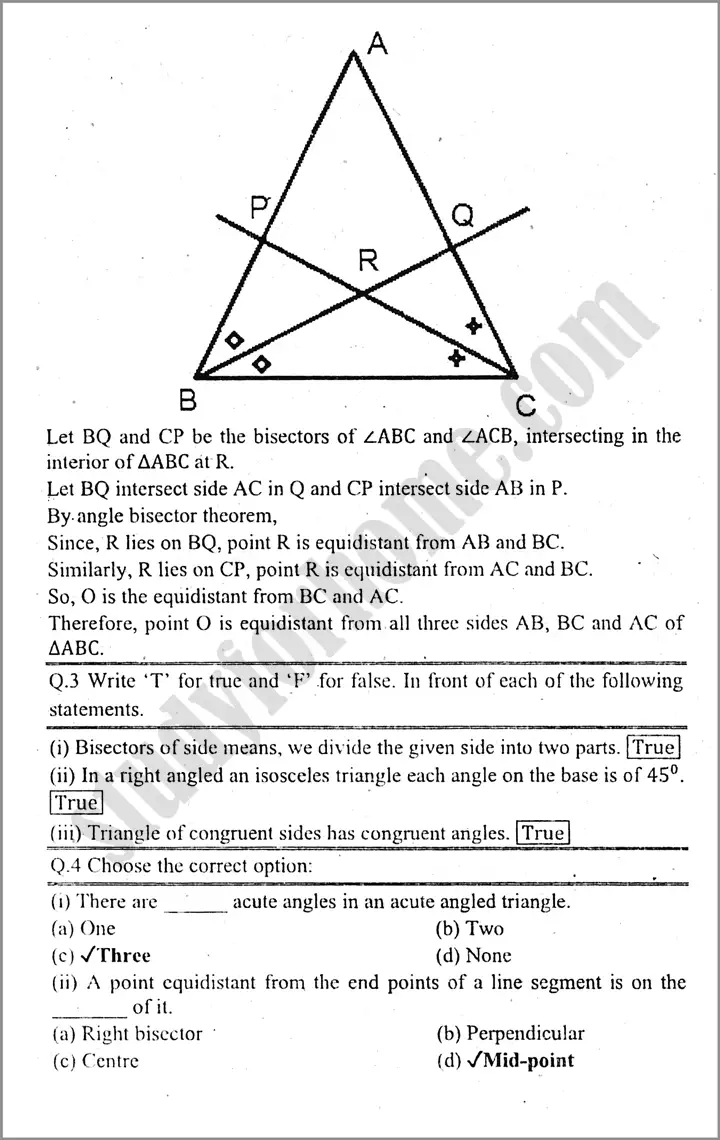 line bisectors and angles bisectors review exercise 11 mathematics class 9th 02