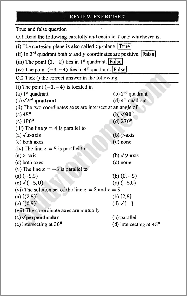 linear graphs and their applications review exercise 7 mathematics class 9th 01