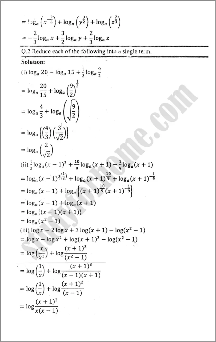 logarithms exercise 2 5 mathematics class 9th 03