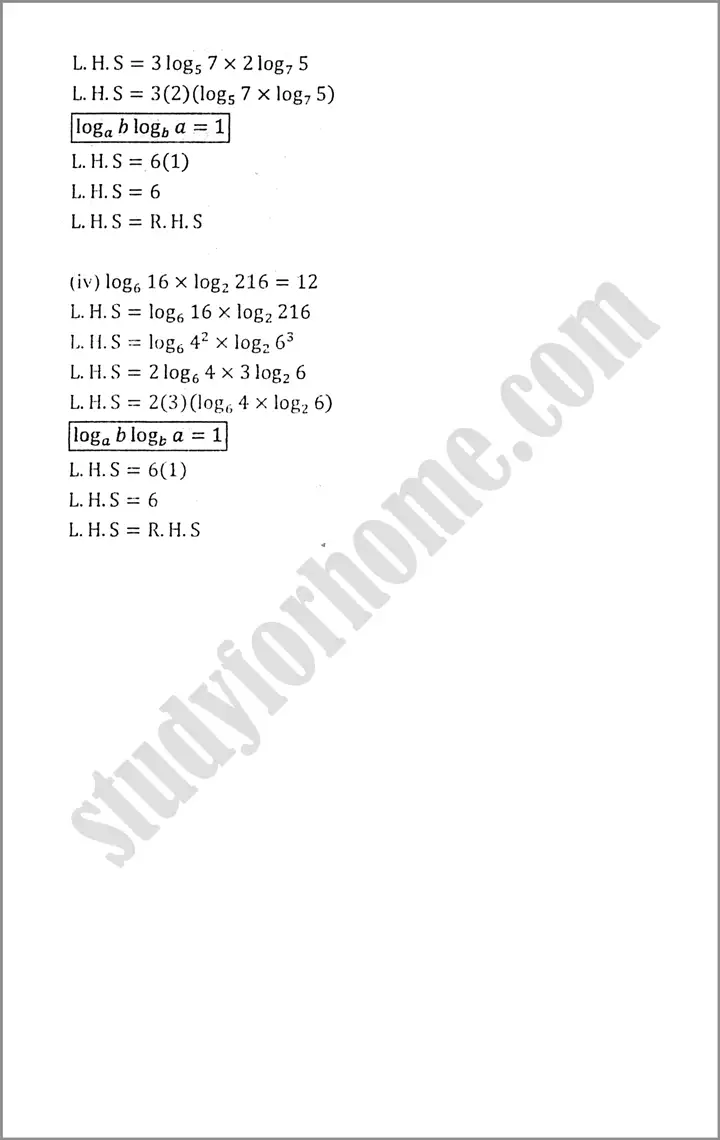 logarithms exercise 2 5 mathematics class 9th 08