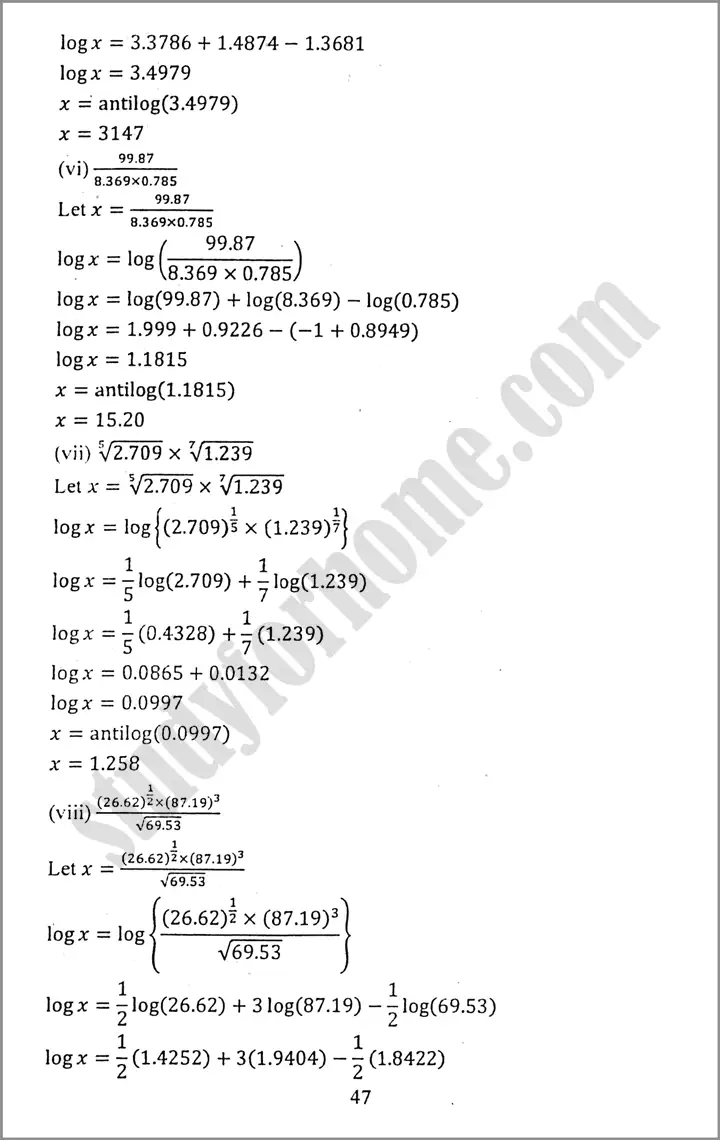 logarithms exercise 2 6 mathematics class 9th 02